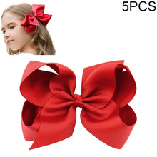 Load image into Gallery viewer, 5 PCS 6 Inch Colorful Kids Girls Big Solid Ribbon Hair Bow Clips