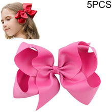 Load image into Gallery viewer, 5 PCS 6 Inch Colorful Kids Girls Big Solid Ribbon Hair Bow Clips