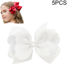 Load image into Gallery viewer, 5 PCS 6 Inch Colorful Kids Girls Big Solid Ribbon Hair Bow Clips