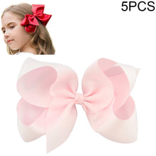 Load image into Gallery viewer, 5 PCS 6 Inch Colorful Kids Girls Big Solid Ribbon Hair Bow Clips