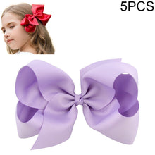 Load image into Gallery viewer, 5 PCS 6 Inch Colorful Kids Girls Big Solid Ribbon Hair Bow Clips