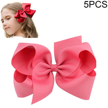 Load image into Gallery viewer, 5 PCS 6 Inch Colorful Kids Girls Big Solid Ribbon Hair Bow Clips
