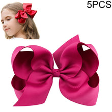 Load image into Gallery viewer, 5 PCS 6 Inch Colorful Kids Girls Big Solid Ribbon Hair Bow Clips