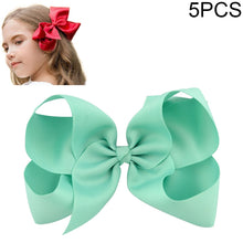 Load image into Gallery viewer, 5 PCS 6 Inch Colorful Kids Girls Big Solid Ribbon Hair Bow Clips