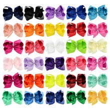 Load image into Gallery viewer, 5 PCS 6 Inch Colorful Kids Girls Big Solid Ribbon Hair Bow Clips