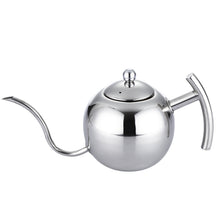 Load image into Gallery viewer, Hand Flush Pot Mocha Coffee Pot Stainless Steel Coffee Pot European Style Stainless Steel Teapot With Strainer, 1L, 0.85L