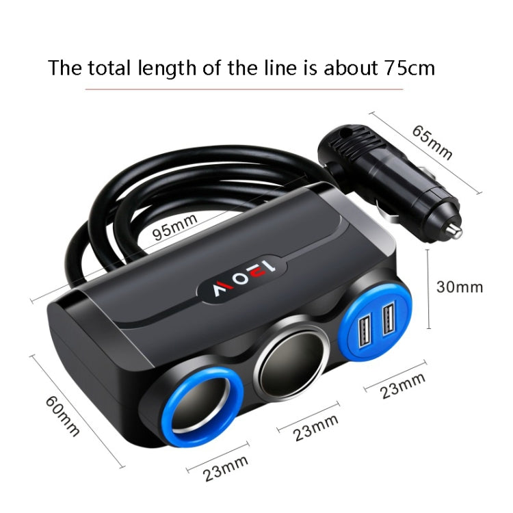 Car Cigarette Lighter Multi-Function Mobile Phone Charging USB Car Charge 12/24V Adapter Plug, White Blue, Black Red, Black Blue, White Red