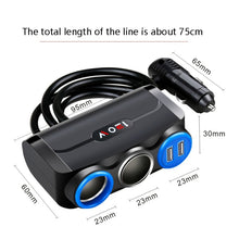 Load image into Gallery viewer, Car Cigarette Lighter Multi-Function Mobile Phone Charging USB Car Charge 12/24V Adapter Plug, White Blue, Black Red, Black Blue, White Red