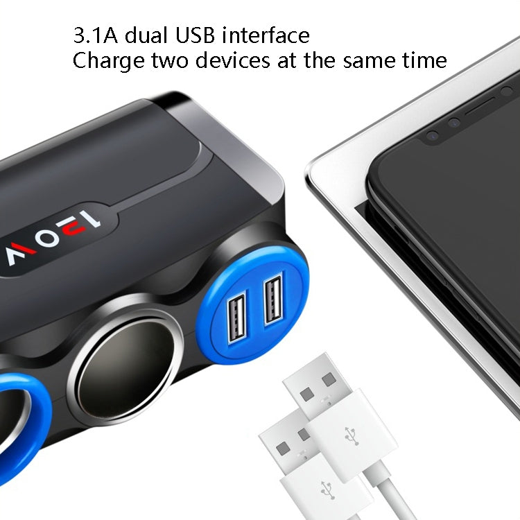 Car Cigarette Lighter Multi-Function Mobile Phone Charging USB Car Charge 12/24V Adapter Plug, White Blue, Black Red, Black Blue, White Red
