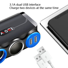 Load image into Gallery viewer, Car Cigarette Lighter Multi-Function Mobile Phone Charging USB Car Charge 12/24V Adapter Plug, White Blue, Black Red, Black Blue, White Red