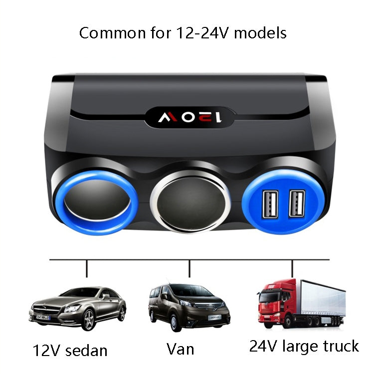 Car Cigarette Lighter Multi-Function Mobile Phone Charging USB Car Charge 12/24V Adapter Plug, White Blue, Black Red, Black Blue, White Red