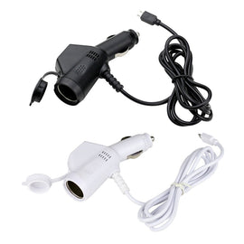 2 PCS Car 3 In 1 Charger With Cigarette Lighter Dual USB Interface With USB Mobile Phone Charging Cable, Black, White