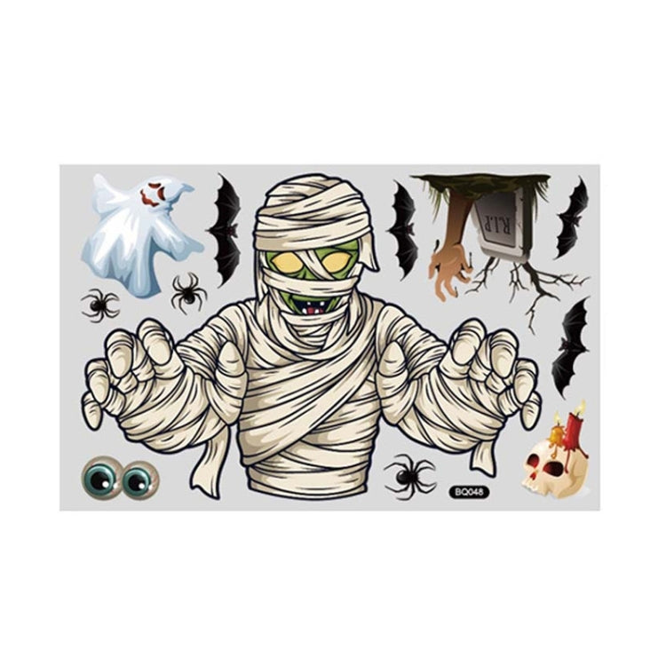 Halloween Decoration Static Wall Stickers, BQ041 Death, BQ042 Mummy, BQ043 Zombie, BQ044 Vampire, BQ045 Lying Window Pumpkin, BQ046 Pumpkin, BQ047 Ghost, BQ048 Mummy, BQ049 Bat, BQ050 Ghost House, BQ051 Tree, BQ052 Scarecrow