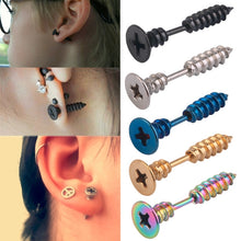 Load image into Gallery viewer, Vacuum Plating Personality Titanium Steel Screw Stud Earrings, Dark Blue, Black, Gold, Silver, Colorful