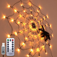 Load image into Gallery viewer, LED Spider Web Lamp with Remote Control Halloween Atmosphere Decoration Props, Power:, USB-in, Battery Box