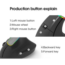 Load image into Gallery viewer, DELUX M618C 6 Keys 1600 DPI RGB Vertical Wireless Bluetooth Dual Mode Mouse, M618C(White), M618C(Black)