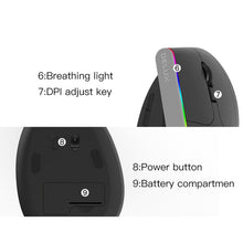 Load image into Gallery viewer, DELUX M618C 6 Keys 1600 DPI RGB Vertical Wireless Bluetooth Dual Mode Mouse, M618C(White), M618C(Black)