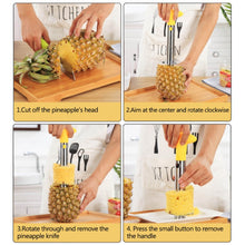 Load image into Gallery viewer, 2 PCS Stainless Steel Pineapple Peeler Slicers Fruit Cutter Kitchen Tools, Pineapple Corer Slicer (Black handle), Pineapple Corer Slicer (Yellow handle), Pineapple Corer Slicer (Fruit Green handle)