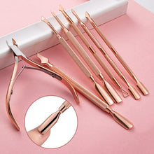 Load image into Gallery viewer, Stainless Steel Rose Gold Double-Headed Steel Push Dead Skin Scissors Nail Set,Style: D501, 01 Big Head, 02  Big Head, 03  Big Head, 04 Small Head, 05  Small Head, 06  Small Head, Dot Flower Needle, D501