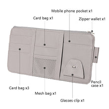 Load image into Gallery viewer, 2 PCS Auto Sun Visor Card Clip Business Card Glasses Clip Zipper Car Mobile Phone Document Folder, Gray, Beige, Black, Red, Pink, Blue