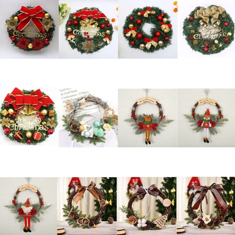 Christmas Decoration Wreath Garland Rattan Door Hanging, Red Flower, Double Clock, Chain, Gold, Double Bell Gift Pack, Poetry and Distant, Big Branch, Old Man, Big Branch, Snowman, Bulls, Swan, Lemon, Cotton