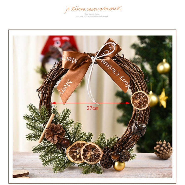 Christmas Decoration Wreath Garland Rattan Door Hanging, Red Flower, Double Clock, Chain, Gold, Double Bell Gift Pack, Poetry and Distant, Big Branch, Old Man, Big Branch, Snowman, Bulls, Swan, Lemon, Cotton