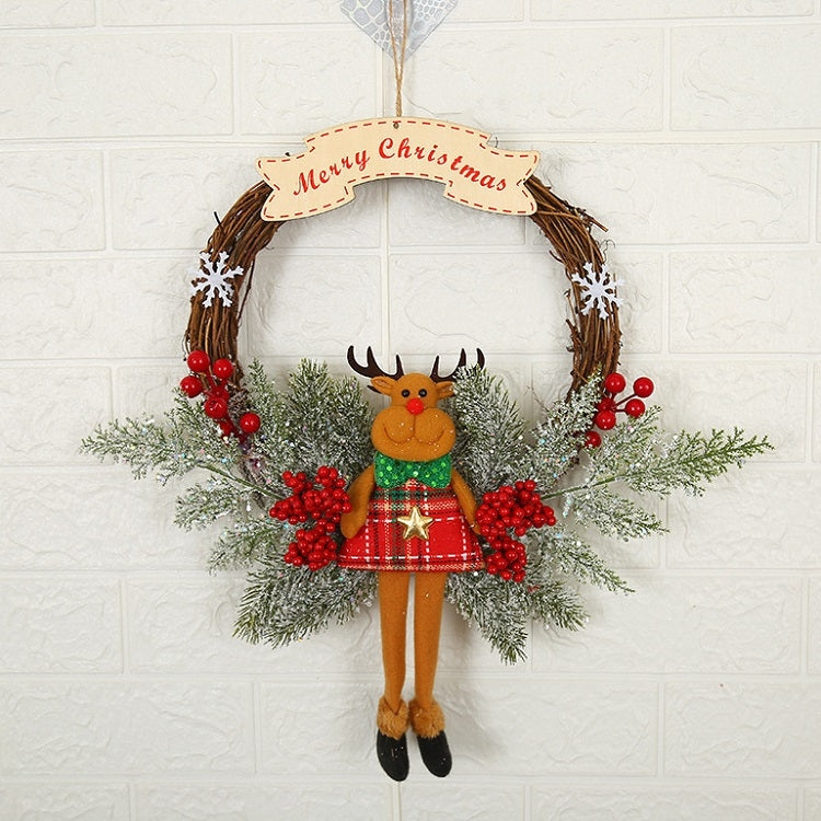 Christmas Decoration Wreath Garland Rattan Door Hanging, Red Flower, Double Clock, Chain, Gold, Double Bell Gift Pack, Poetry and Distant, Big Branch, Old Man, Big Branch, Snowman, Bulls, Swan, Lemon, Cotton
