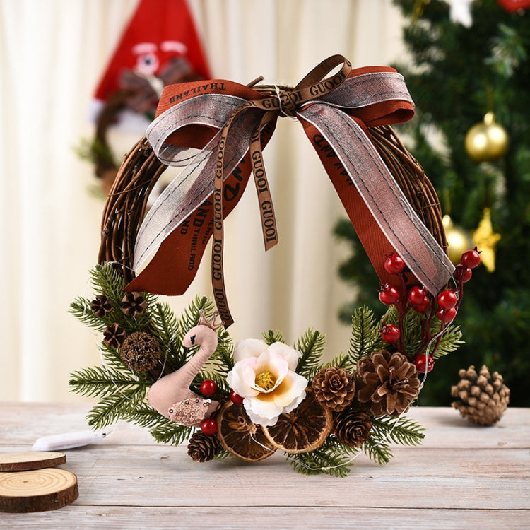 Christmas Decoration Wreath Garland Rattan Door Hanging, Red Flower, Double Clock, Chain, Gold, Double Bell Gift Pack, Poetry and Distant, Big Branch, Old Man, Big Branch, Snowman, Bulls, Swan, Lemon, Cotton