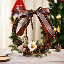 Load image into Gallery viewer, Christmas Decoration Wreath Garland Rattan Door Hanging, Red Flower, Double Clock, Chain, Gold, Double Bell Gift Pack, Poetry and Distant, Big Branch, Old Man, Big Branch, Snowman, Bulls, Swan, Lemon, Cotton