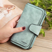 Load image into Gallery viewer, B821 Ladies Frosted Coin Purse PU Leather Clutch Multi-Purpose Long Wallet Large Capacity Card Case, Green, Blue, Black, Pink, Grey, Brown, Purple Red
