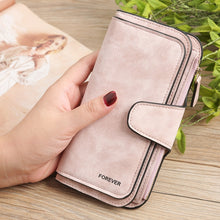 Load image into Gallery viewer, B821 Ladies Frosted Coin Purse PU Leather Clutch Multi-Purpose Long Wallet Large Capacity Card Case, Green, Blue, Black, Pink, Grey, Brown, Purple Red