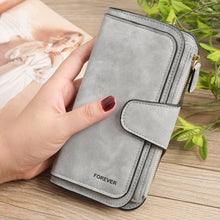 Load image into Gallery viewer, B821 Ladies Frosted Coin Purse PU Leather Clutch Multi-Purpose Long Wallet Large Capacity Card Case, Green, Blue, Black, Pink, Grey, Brown, Purple Red