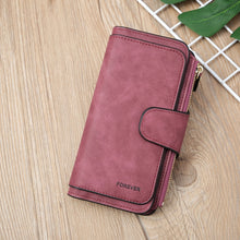 Load image into Gallery viewer, B821 Ladies Frosted Coin Purse PU Leather Clutch Multi-Purpose Long Wallet Large Capacity Card Case, Green, Blue, Black, Pink, Grey, Brown, Purple Red