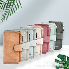 Load image into Gallery viewer, B821 Ladies Frosted Coin Purse PU Leather Clutch Multi-Purpose Long Wallet Large Capacity Card Case, Green, Blue, Black, Pink, Grey, Brown, Purple Red