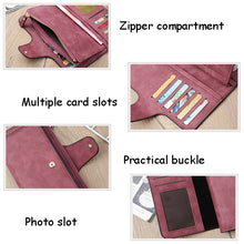 Load image into Gallery viewer, B821 Ladies Frosted Coin Purse PU Leather Clutch Multi-Purpose Long Wallet Large Capacity Card Case, Green, Blue, Black, Pink, Grey, Brown, Purple Red