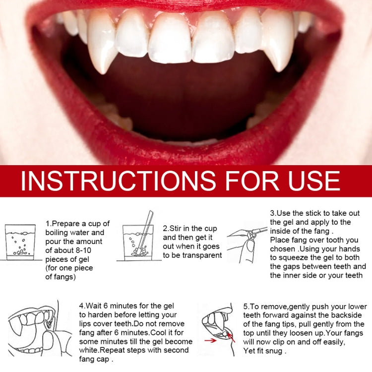4 PCS Halloween Decoration Vampire Teeth Retractable Zombie Teeth,Packaging:, OPP, Plastic Box