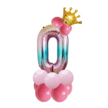 Load image into Gallery viewer, T2001 Birthday Gradient Digital Crown Aluminum Film Balloon Set