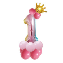 Load image into Gallery viewer, T2001 Birthday Gradient Digital Crown Aluminum Film Balloon Set