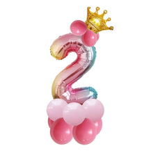 Load image into Gallery viewer, T2001 Birthday Gradient Digital Crown Aluminum Film Balloon Set