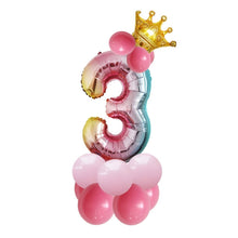 Load image into Gallery viewer, T2001 Birthday Gradient Digital Crown Aluminum Film Balloon Set