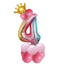 Load image into Gallery viewer, T2001 Birthday Gradient Digital Crown Aluminum Film Balloon Set