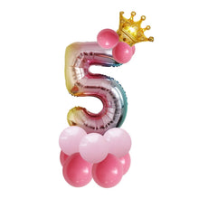 Load image into Gallery viewer, T2001 Birthday Gradient Digital Crown Aluminum Film Balloon Set