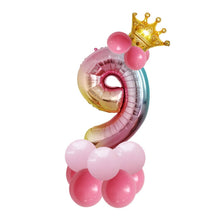 Load image into Gallery viewer, T2001 Birthday Gradient Digital Crown Aluminum Film Balloon Set
