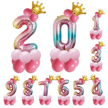 Load image into Gallery viewer, T2001 Birthday Gradient Digital Crown Aluminum Film Balloon Set