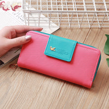 Load image into Gallery viewer, Flying Bird Two Fold Wallet Lady Long Wallet Zipper Mobile Phone Bag Large Capacity Card Holder, Red, Light Green, Orange, Pink, Rose Red, Royal Blue