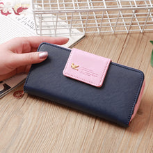 Load image into Gallery viewer, Flying Bird Two Fold Wallet Lady Long Wallet Zipper Mobile Phone Bag Large Capacity Card Holder, Red, Light Green, Orange, Pink, Rose Red, Royal Blue