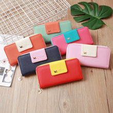 Load image into Gallery viewer, Flying Bird Two Fold Wallet Lady Long Wallet Zipper Mobile Phone Bag Large Capacity Card Holder, Red, Light Green, Orange, Pink, Rose Red, Royal Blue