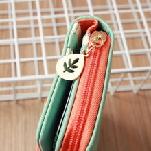 Load image into Gallery viewer, Flying Bird Two Fold Wallet Lady Long Wallet Zipper Mobile Phone Bag Large Capacity Card Holder, Red, Light Green, Orange, Pink, Rose Red, Royal Blue