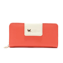 Load image into Gallery viewer, Flying Bird Two Fold Wallet Lady Long Wallet Zipper Mobile Phone Bag Large Capacity Card Holder, Red, Light Green, Orange, Pink, Rose Red, Royal Blue