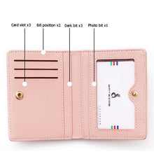 Load image into Gallery viewer, BATSIOE Short Type Ladies Wallet Small Fresh Two-Fold Student Bag Simple Multi-Card Coin Purse, Black, Blue, Pink, Gray, Green, Lotus Pink